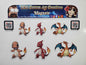 Charmander Charmeleon, Charizard Fridge Magnet Set - Pokemon Fire Type