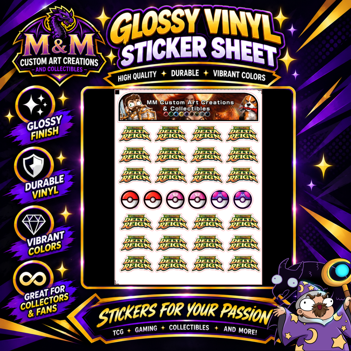 Delta Reign Glossy Vinyl Sticker Logo SHEETS - Pokemon TCG
