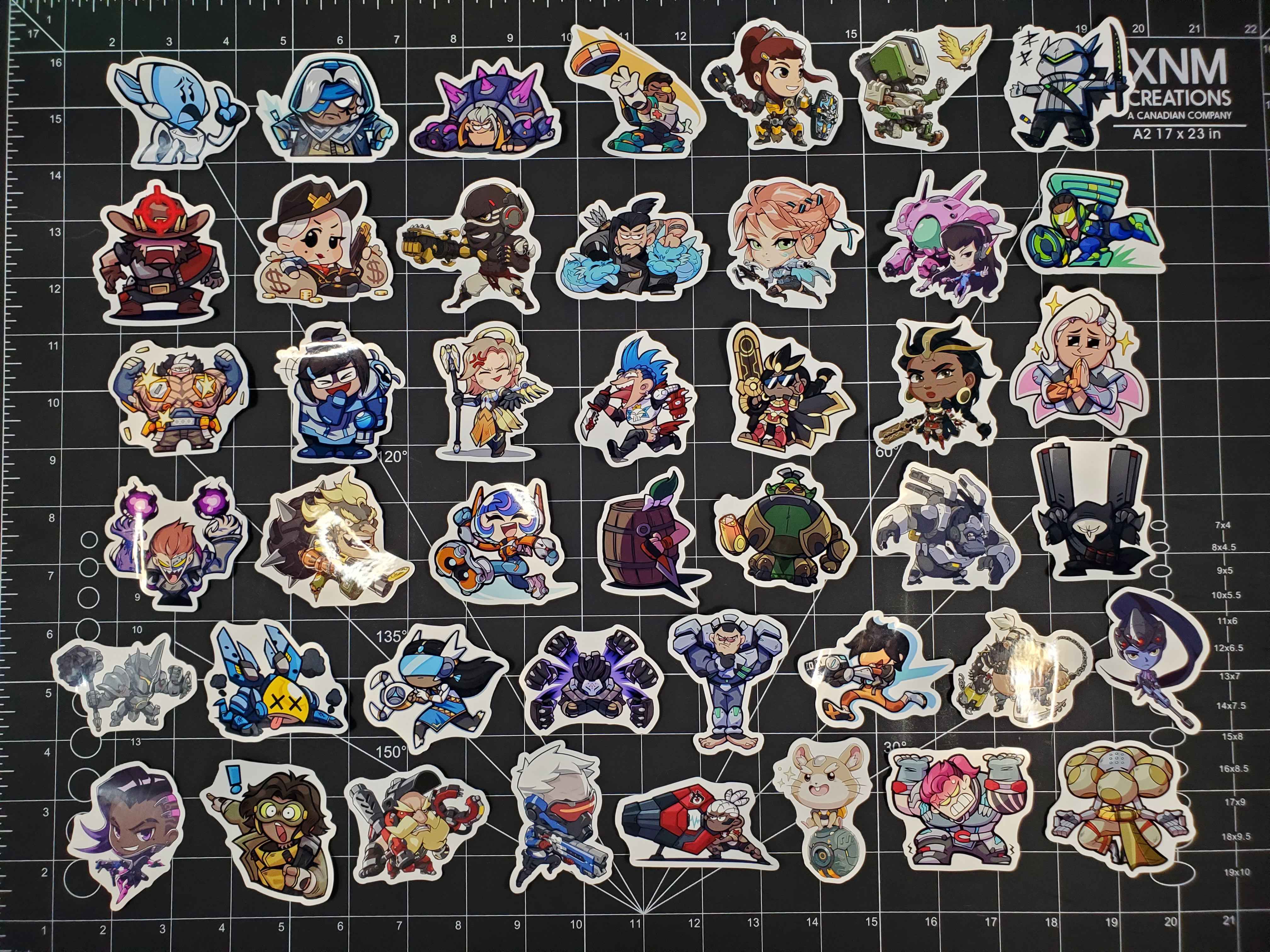 Dev Doodle Overwatch Character Spray Sticker Set | 44 Glossy Vinyl