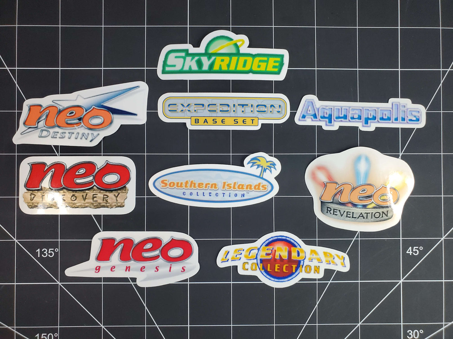Pokemon E-Card, Legendary & Neo Series Set Logo Symbols 9 Glossy Vinyl Stickers