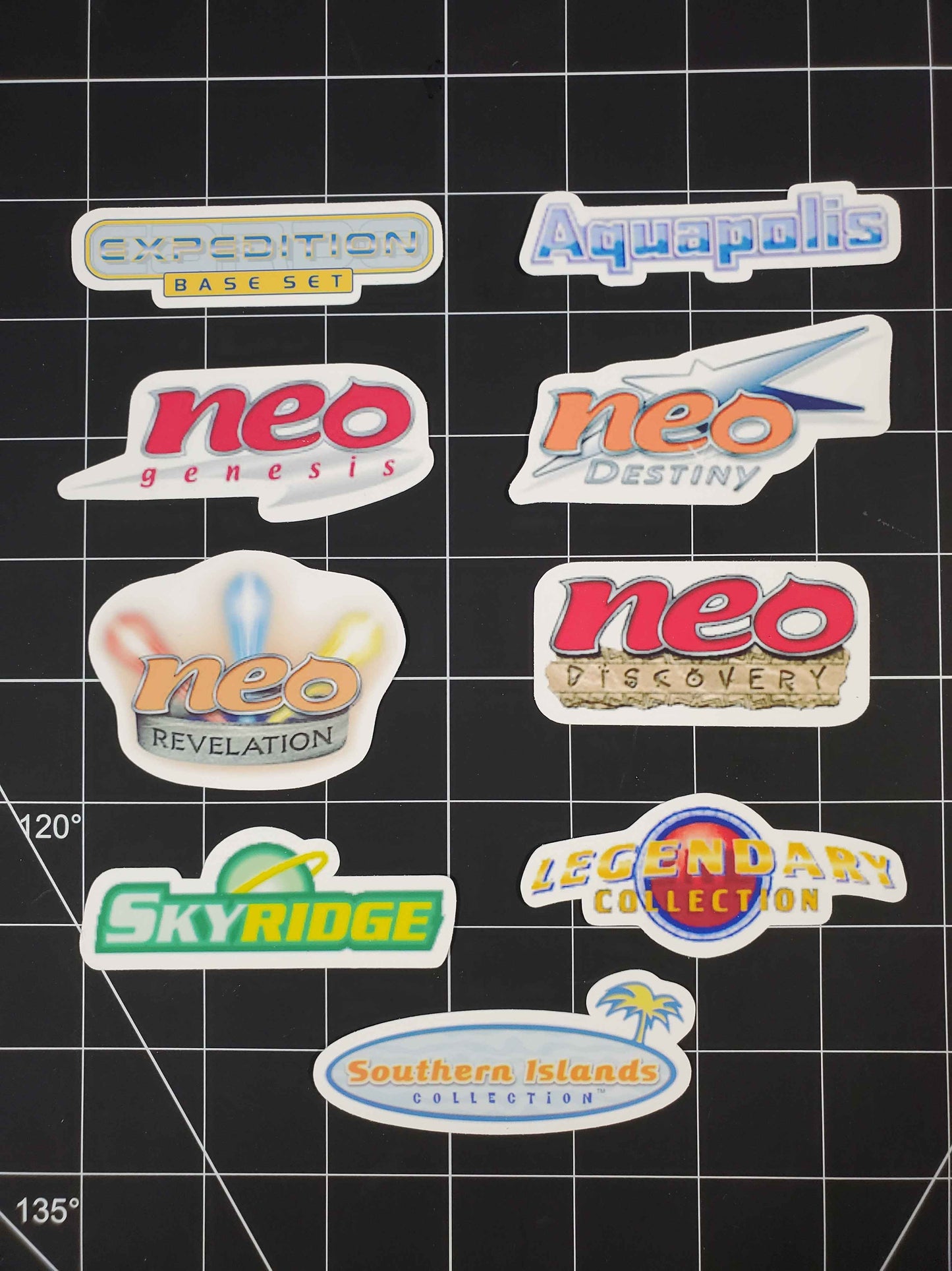 Pokemon E-Card, Legendary & Neo Series Set Logo Symbols 9 Glossy Vinyl Stickers
