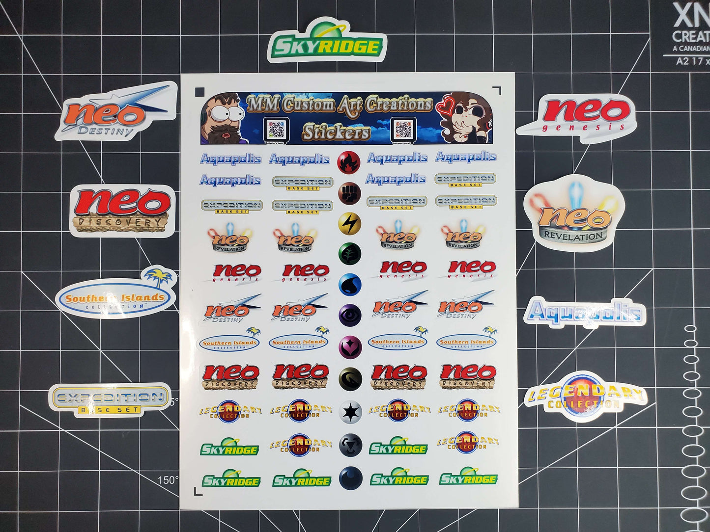 Pokemon E-Card, Legendary & Neo Series Set Logo Symbols 9 Glossy Vinyl Stickers