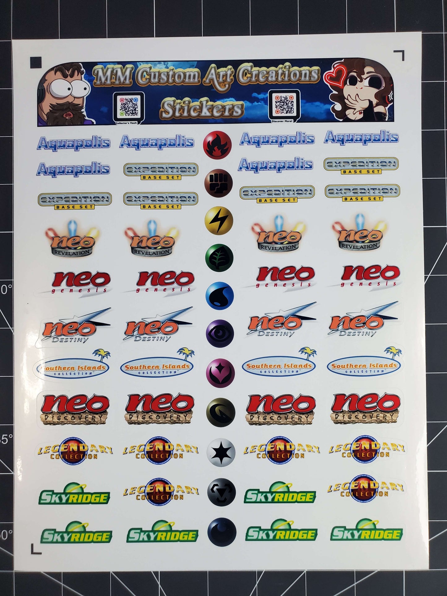 Pokemon E-Card, Legendary & Neo Series Set Logo Symbols 9 Glossy Vinyl Stickers