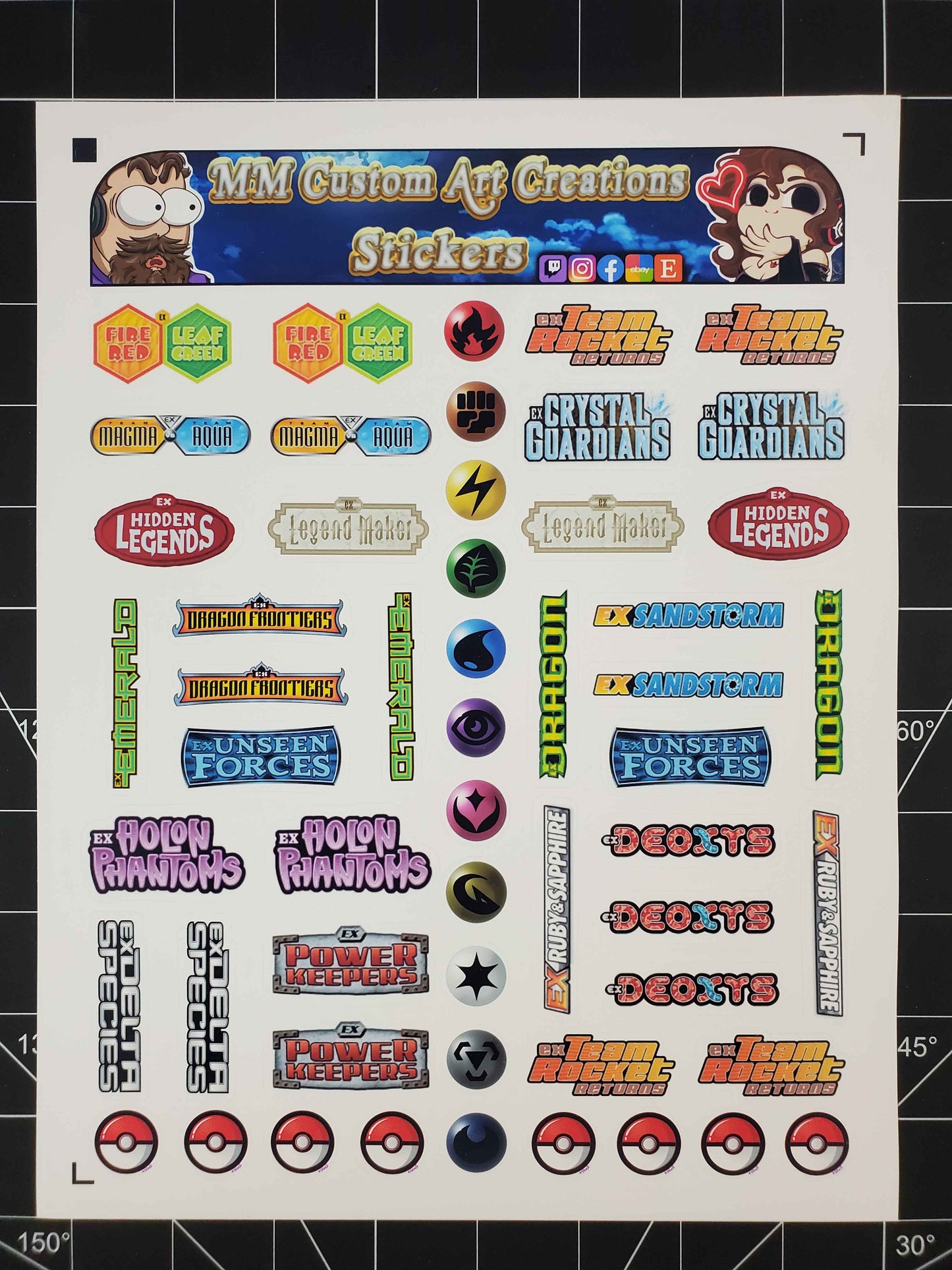 Pokemon EX Series Era Set Logo Symbols 16 Glossy Vinyl Stickers
