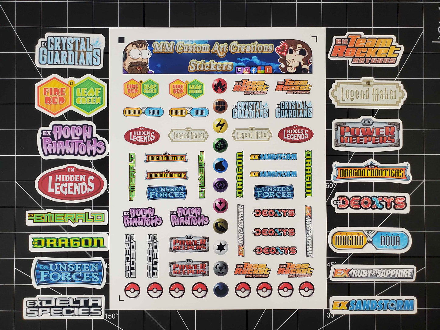 Pokemon EX Series Era Set Logo Symbols 16 Glossy Vinyl Stickers