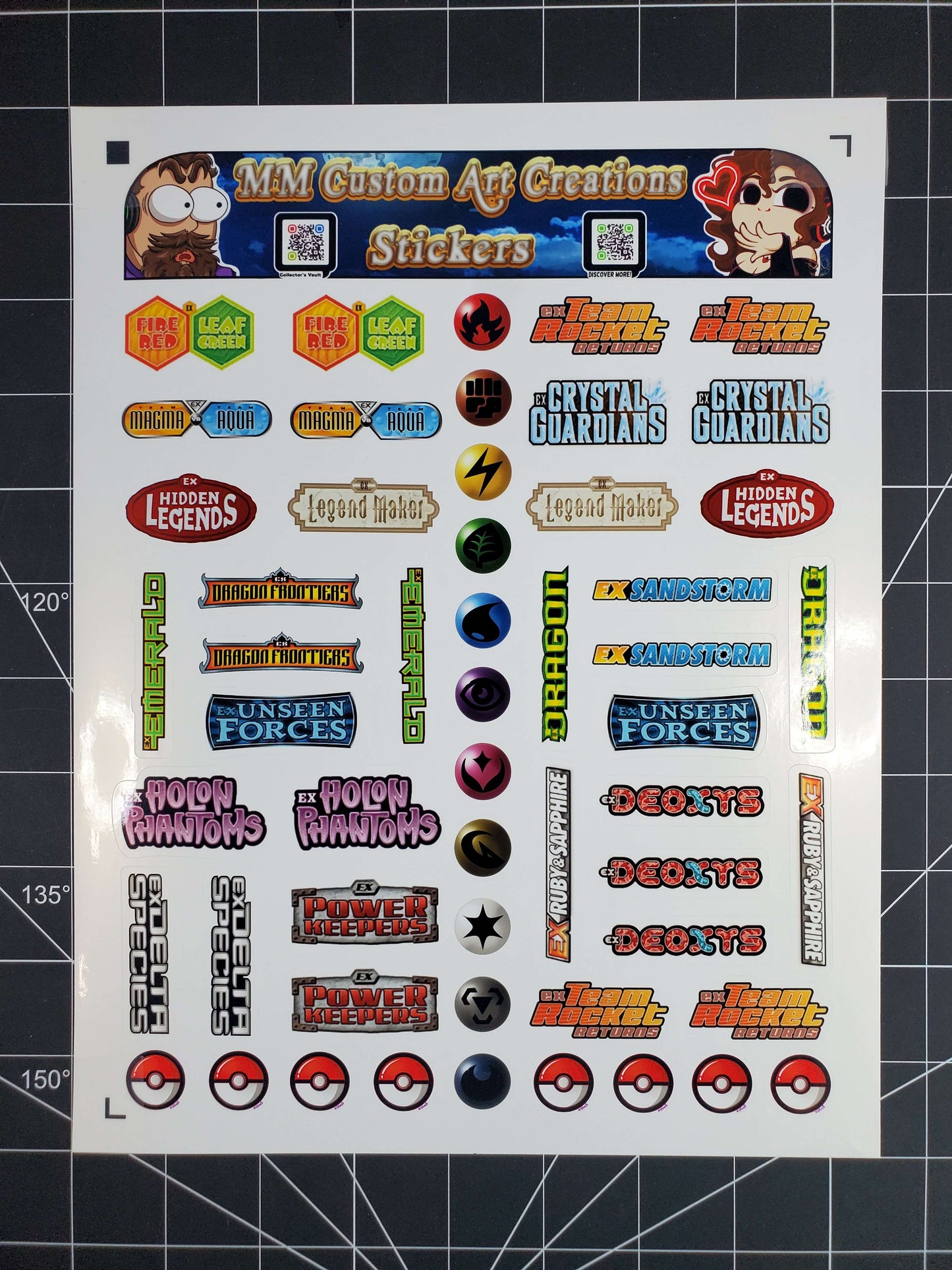 Pokemon EX Series Era Set Logo Symbols 16 Glossy Vinyl Stickers