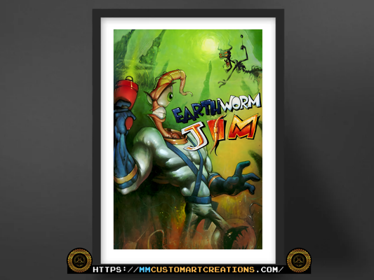 Earthworm Jim Poster Print | High-Quality Retro Game Art | Classic Video Games