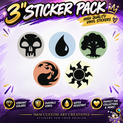 Magic The Gathering MTG Mana 3" Glossy Vinyl Sticker Set of 6