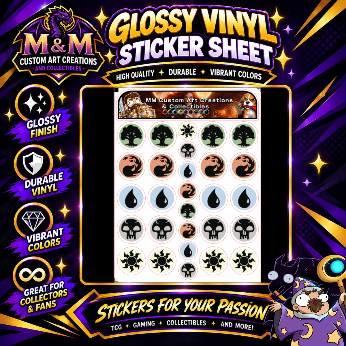 Magic The Gathering MTG Mana Logo Glossy Vinyl Sticker Sheet