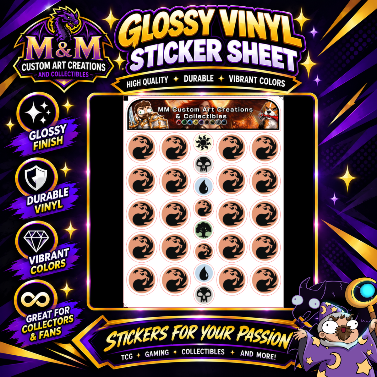 Mountain/Fire Mana Symbol Glossy Vinyl Sticker SHEETS Magic The Gathering MTG