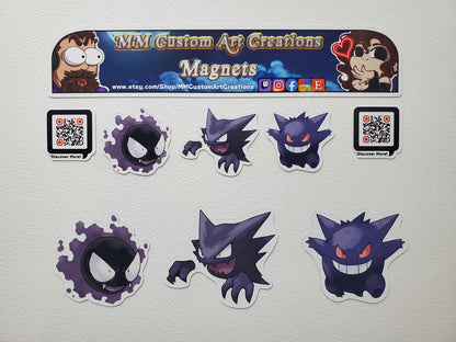 Gastly Haunter Gengar Magnet Set | Pokemon Fridge Magnets | Ghost Types