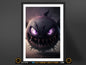 Gastly Haunter Gengar Realistic Style Poster Prints | Pokemon Halloween Decor | Perfect Gifts