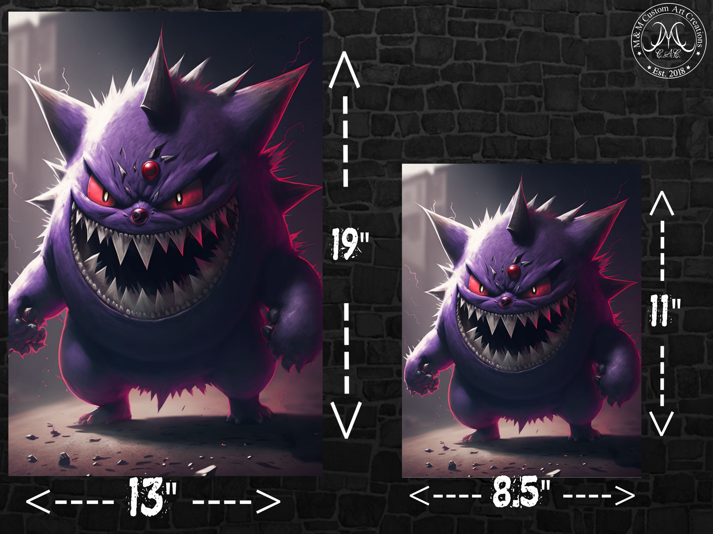 Gastly Haunter Gengar Realistic Style Poster Prints | Pokemon Halloween Decor | Perfect Gifts