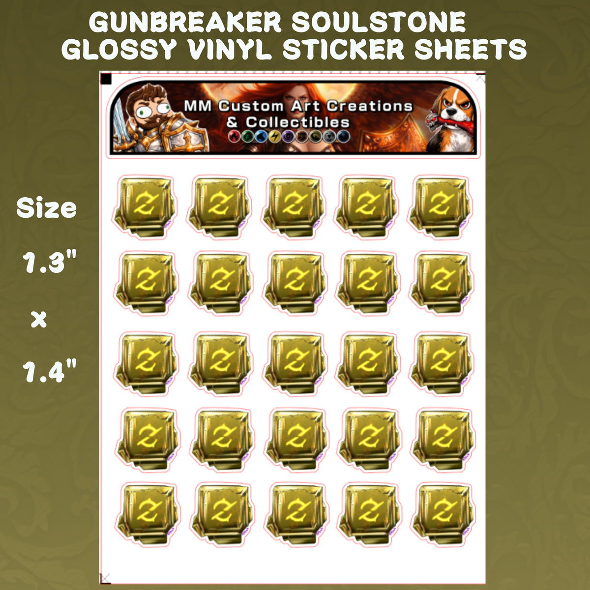 GunBreaker SoulStone from Final Fantasy Glossy Vinyl Sticker SHEETS