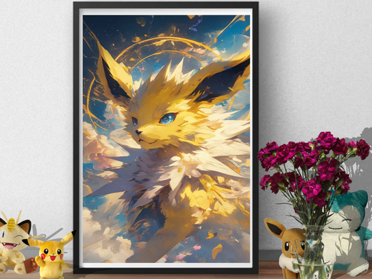 Pokemon Jolteon Poster Print | Pokemon Lightning Type Wall Art | Kanto Gen 1