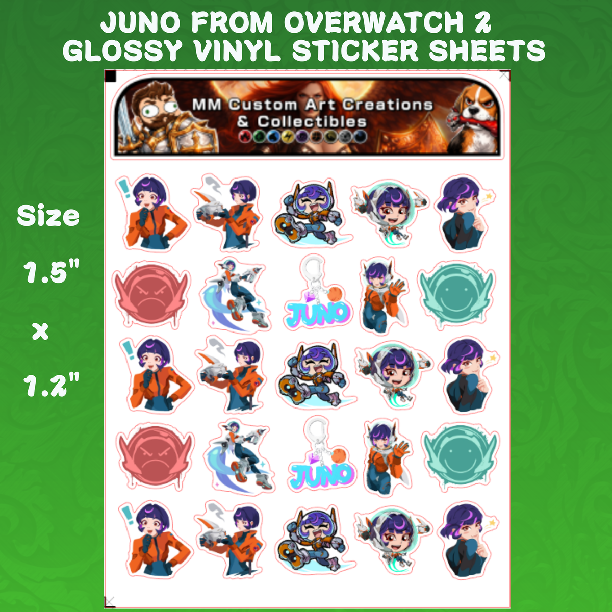 Juno from Overwatch 2 Glossy Vinyl Sticker SHEETS