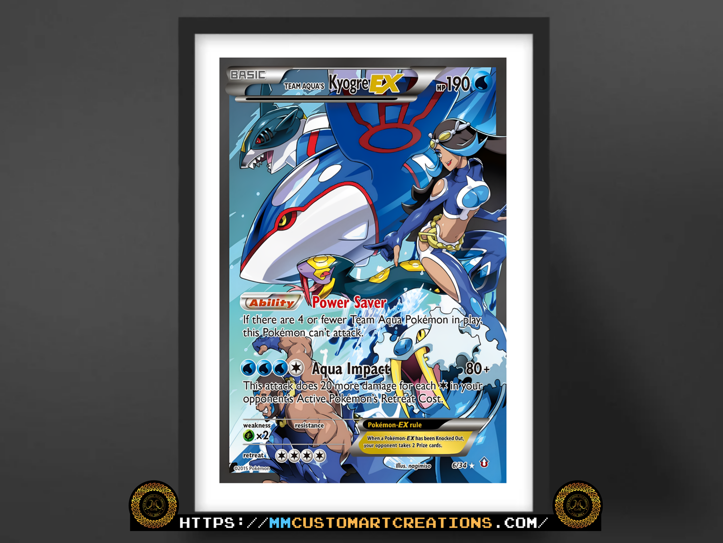 Team Aqua’s Kyogre EX #6 Double Crisis (DCR) Poster Print - Available in Two Sizes