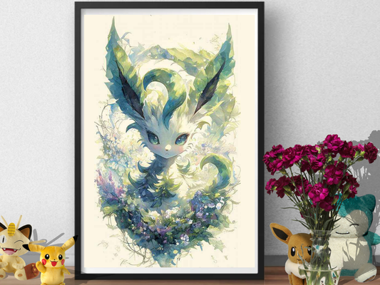 Pokemon Leafeon Poster Print | Grass-Type Eeveelution Wall Decor | Kanto Gen 1