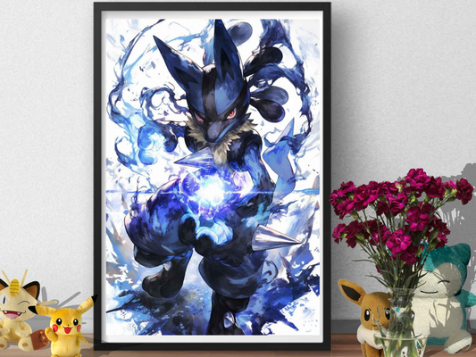 Pokemon Lucario Poster Print | Fighting & Steel-Type Pokémon Wall Art