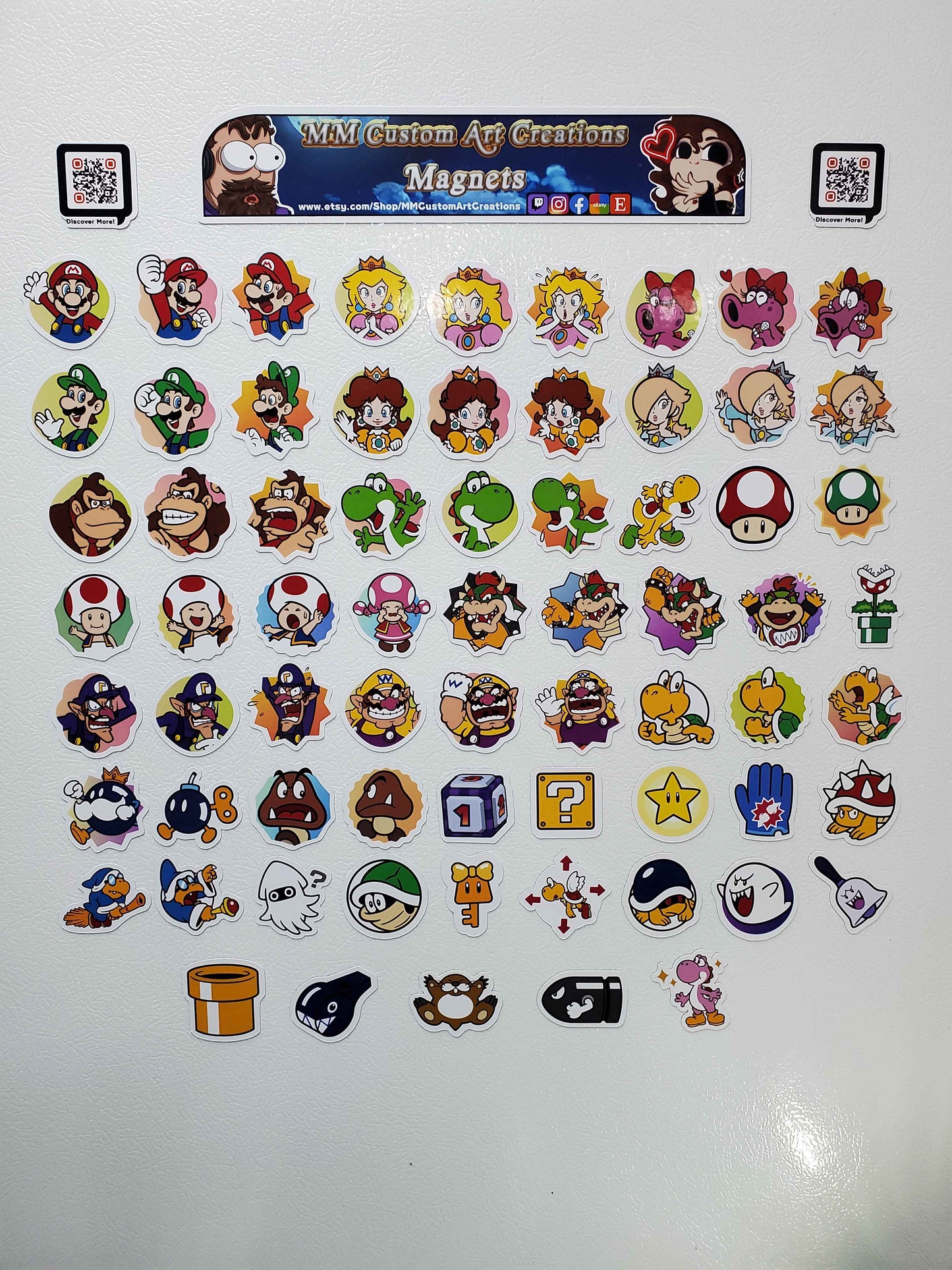 Mario Party Superstars Fridge Magnet Set | 68 Glossy Vinyl Collectible Magnets