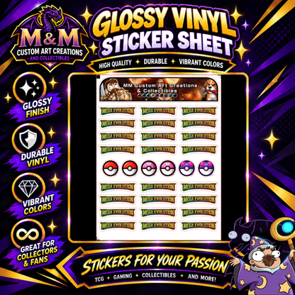 Mega Evolutions Glossy Vinyl Sticker Logo SHEETS - Pokemon TCG