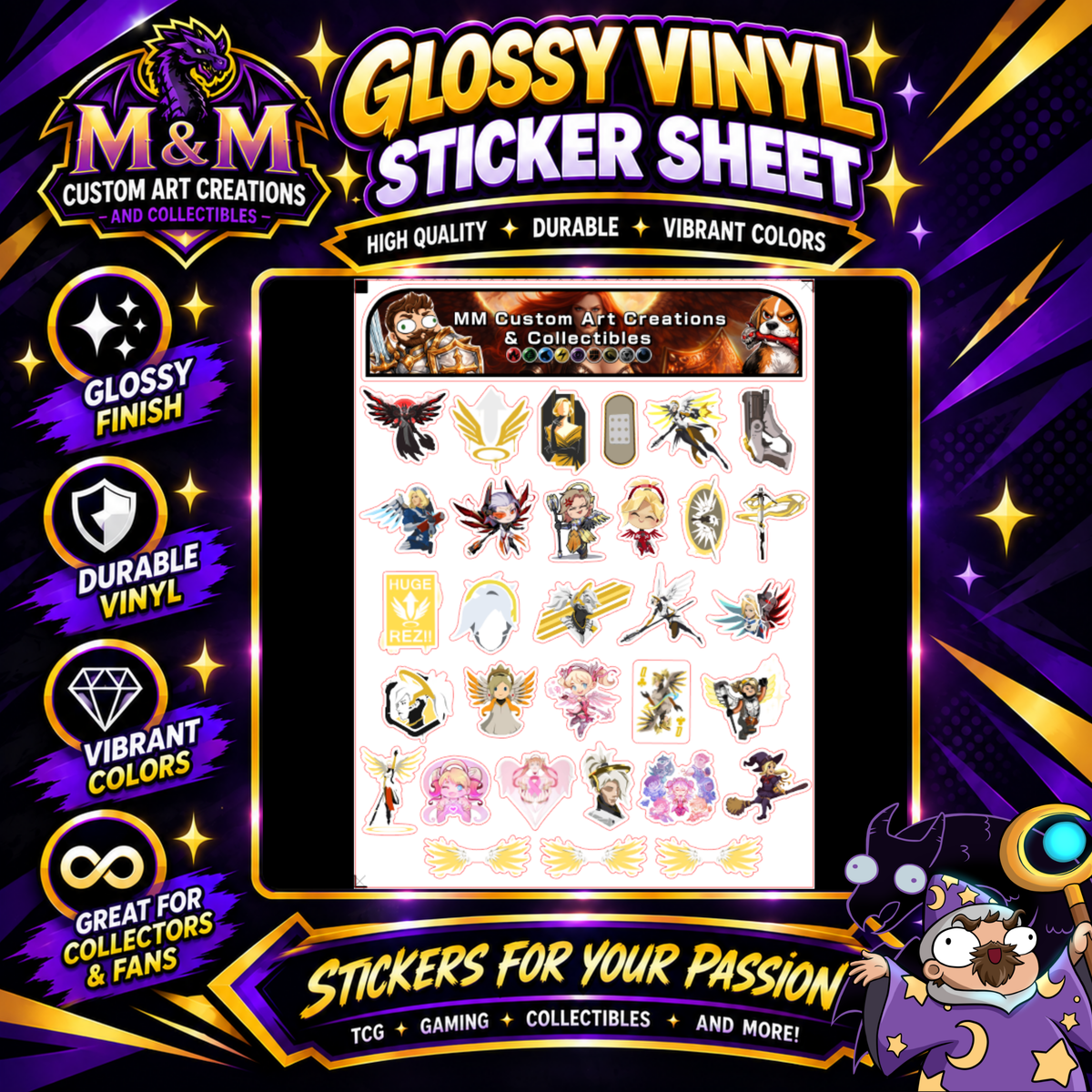 Mercy from Overwatch 2 Glossy Vinyl Sticker SHEETS