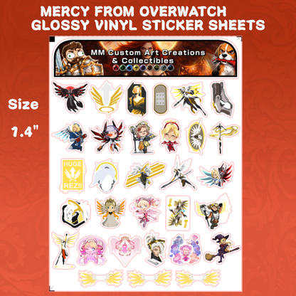 Mercy from Overwatch 2 Glossy Vinyl Sticker SHEETS