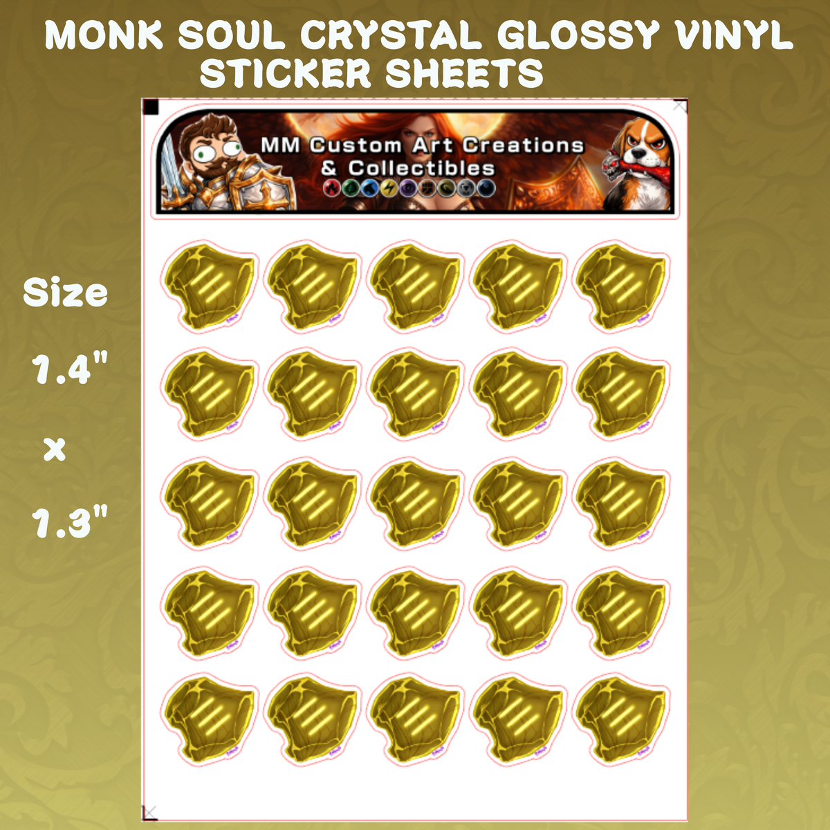 Monk Soul Crystal from Final Fantasy Glossy Vinyl Sticker SHEETS