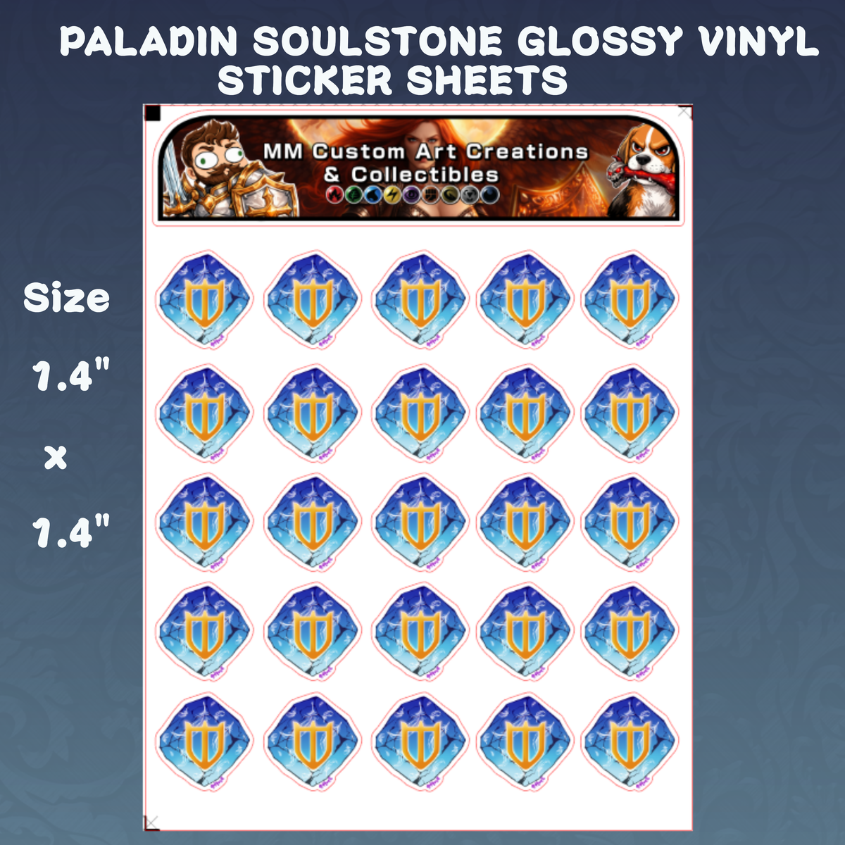 Paladin SoulStone from Final Fantasy Glossy Vinyl Sticker SHEETS