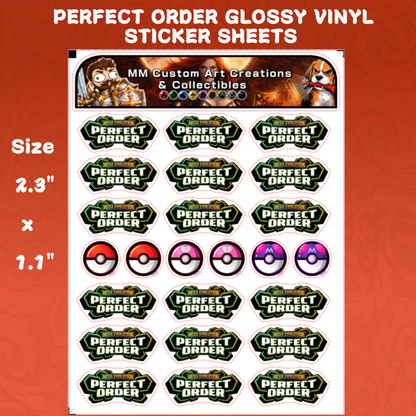 Perfect Order Glossy Vinyl Sticker Logo SHEETS - Pokemon TCG