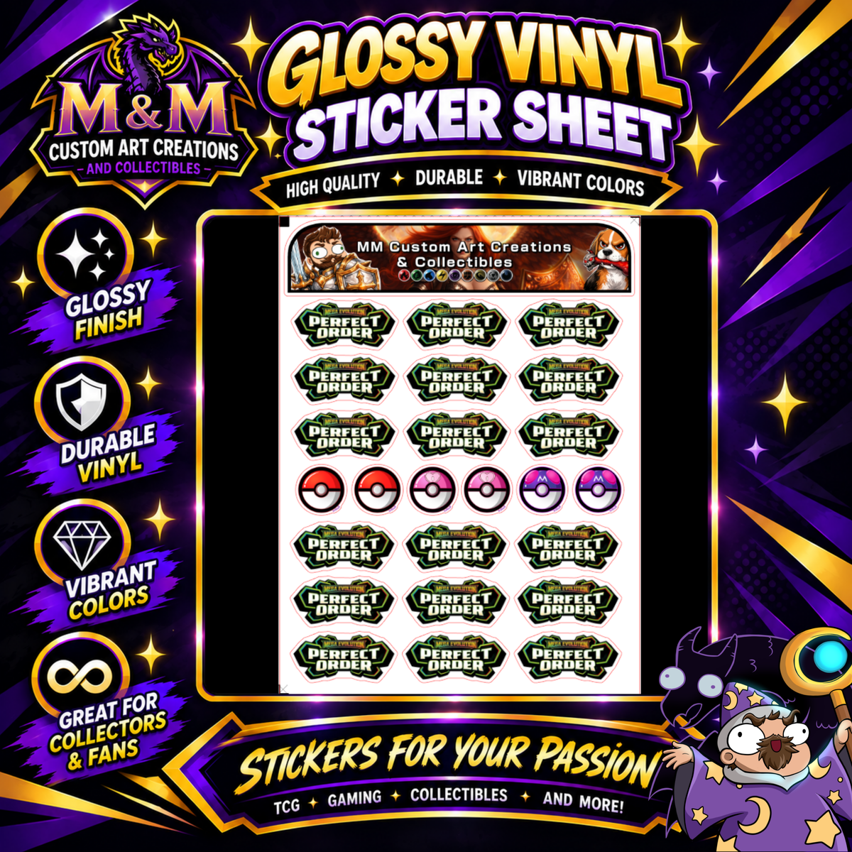 Perfect Order Glossy Vinyl Sticker Logo SHEETS - Pokemon TCG