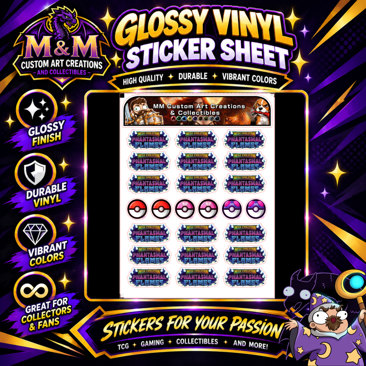 Phantasmal Flames Glossy Vinyl Sticker Logo SHEETS - Pokemon TCG