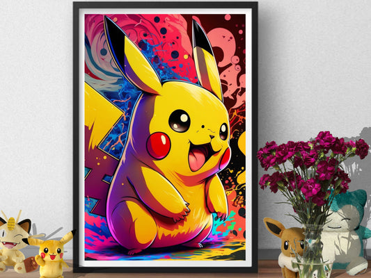 Pokemon Pikachu Poster Print | Pokemon Wall Art | Lightning Type Decor | Kanto