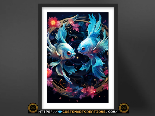 Pisces Poster Prints | Zodiac Wall Art | Astrological Sign Decor | Great Gifts