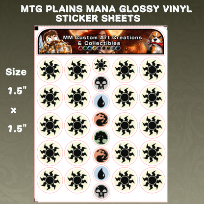 Plains/Light Mana Symbol Glossy Vinyl Sticker SHEETS Magic The Gathering MTG