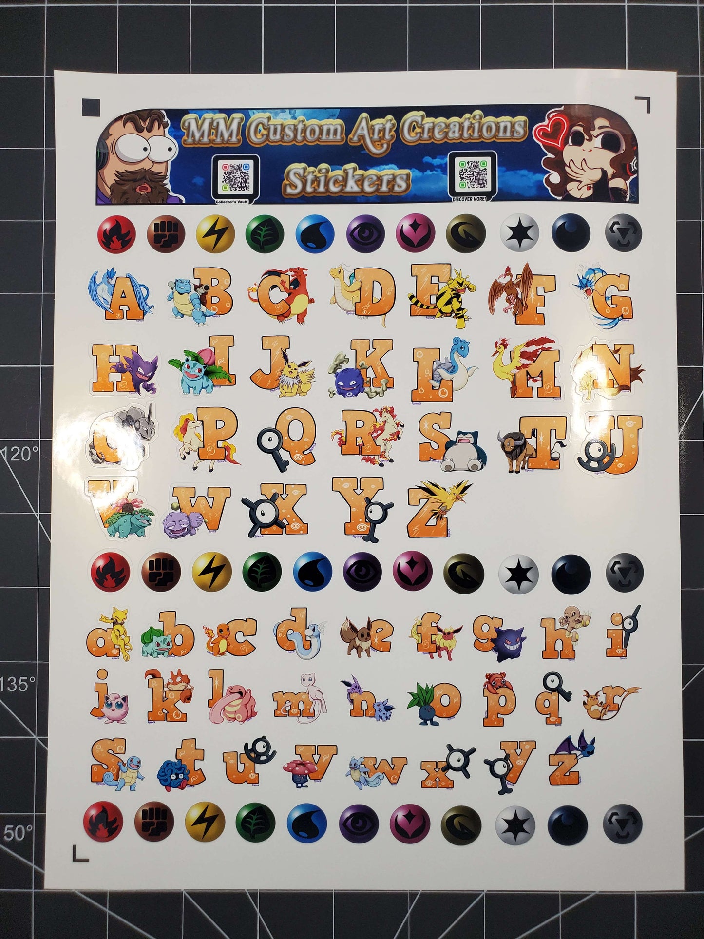 Pokemon Alphabet A-Z and 0-9 Gen 1 Kanto Stickers | Shiny Variations Available.
