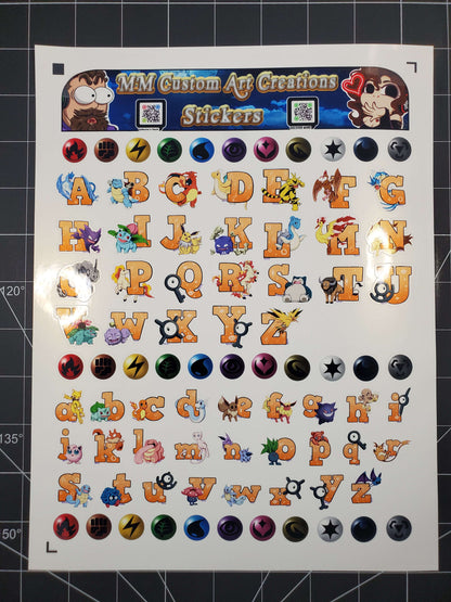 Pokemon Alphabet A-Z and 0-9 Gen 1 Kanto Stickers | Shiny Variations Available.