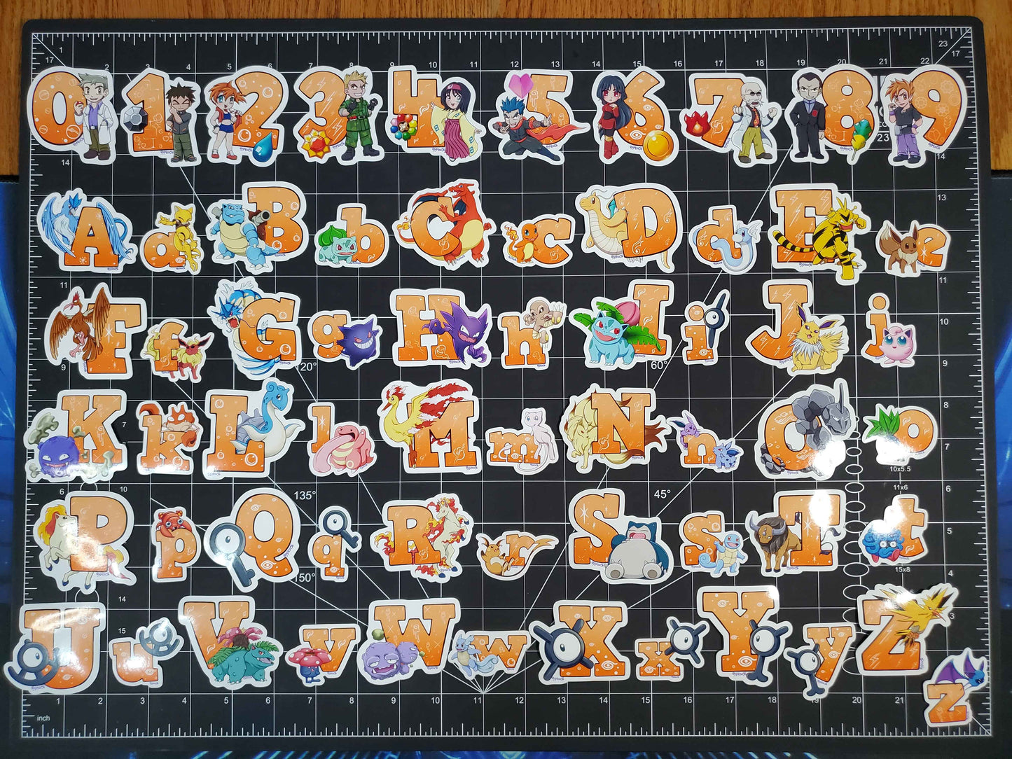 Pokemon Alphabet A-Z and 0-9 Gen 1 Kanto Fridge Magnets| Shiny Variations Available.