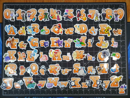 Pokemon Alphabet A-Z and 0-9 Gen 1 Kanto Fridge Magnets| Shiny Variations Available.