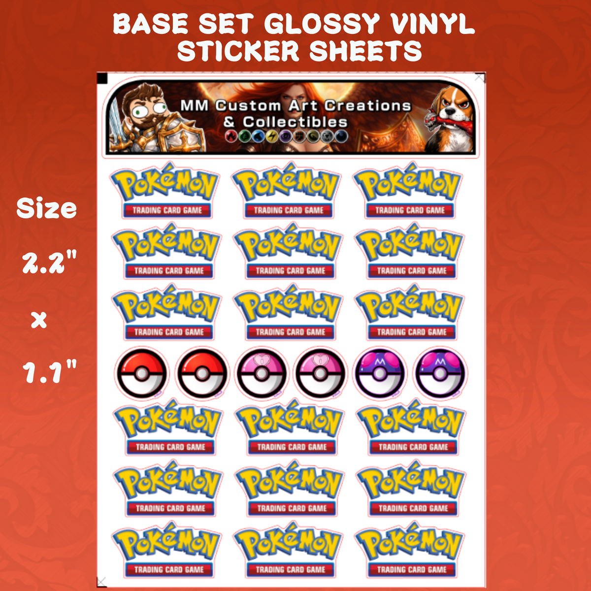 Pokemon Base Set Glossy Vinyl Sticker Logo SHEETS - Pokemon TCG