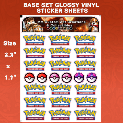 Pokemon Base Set Glossy Vinyl Sticker Logo SHEETS - Pokemon TCG