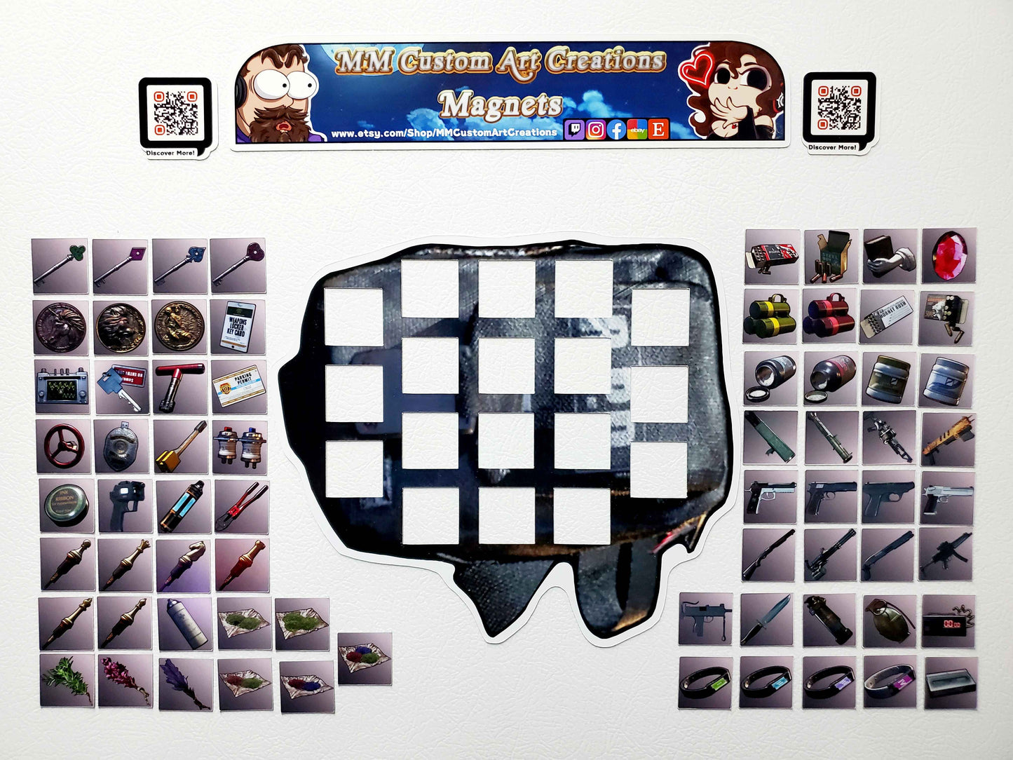 Resident Evil 2 Remake Magnets | Huge 70-Piece Item Magnet Set