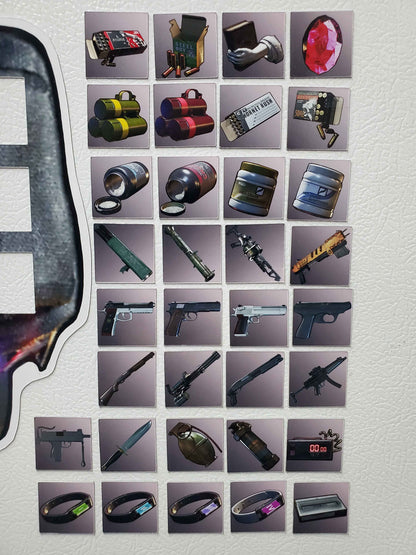 Resident Evil 2 Remake Magnets | Huge 70-Piece Item Magnet Set
