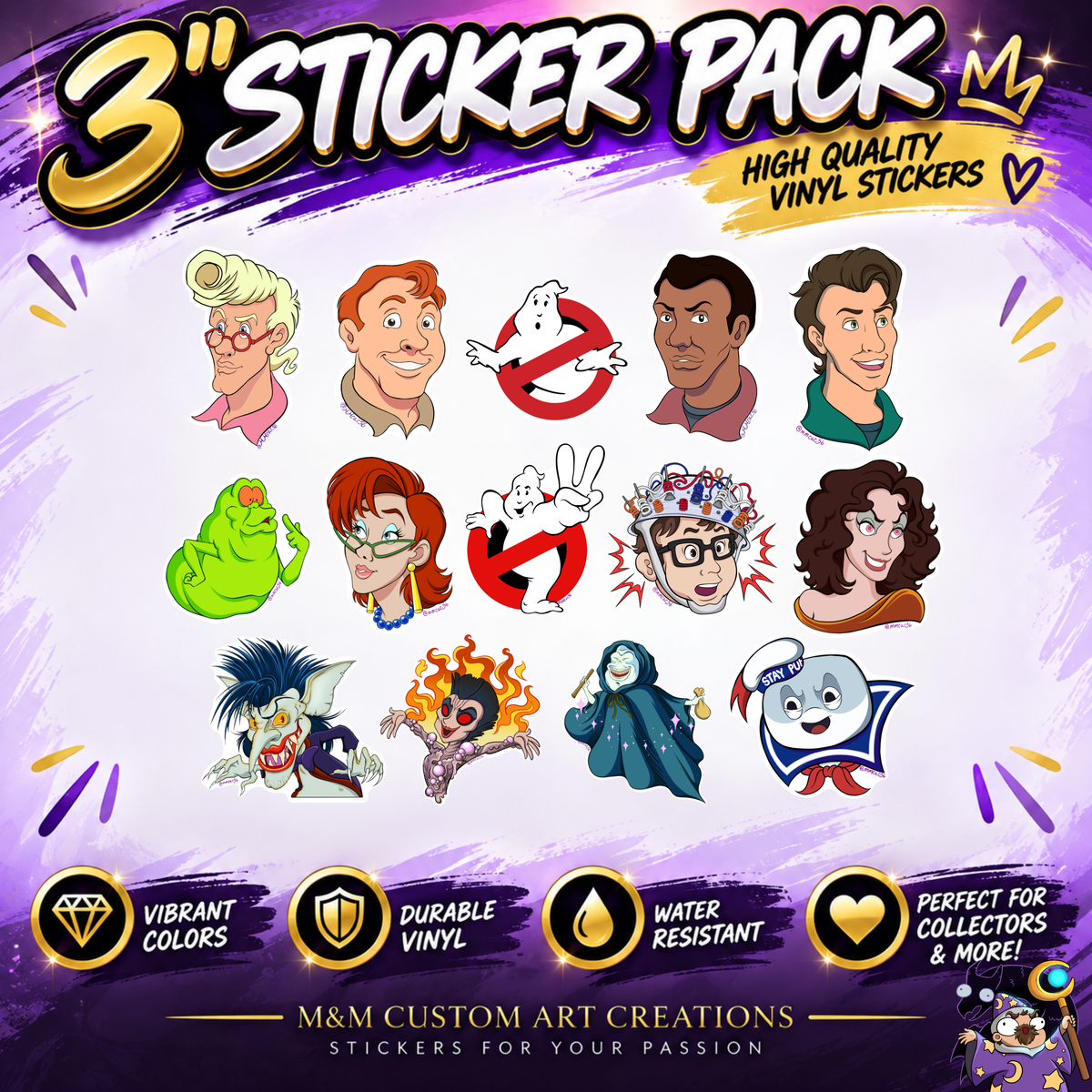 The Real Ghostbusters Stickers Set | Hero & Villain Set | 14 High-Quality Vinyl Decals