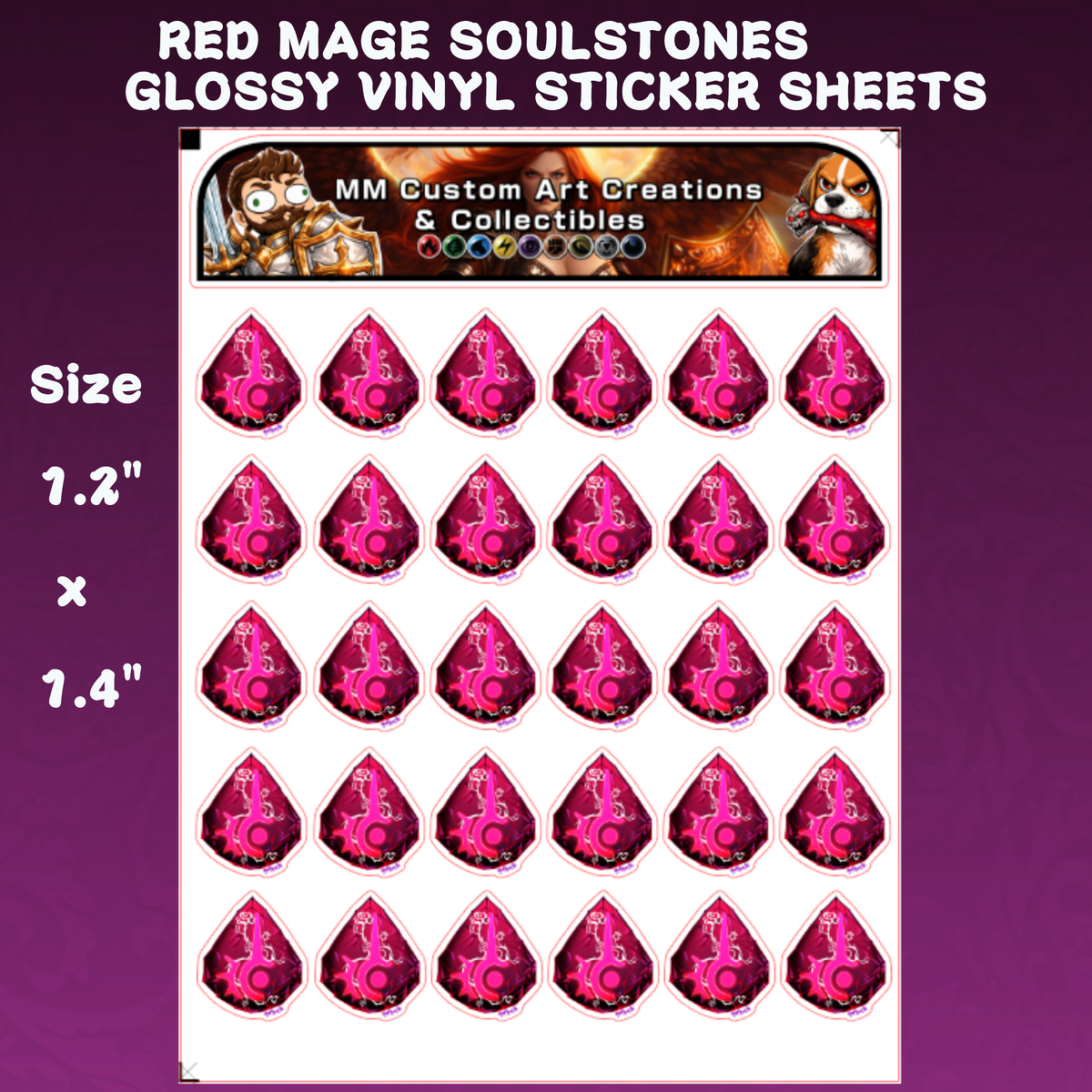 Red Mage Soul Crystal from Final Fantasy Glossy Vinyl Sticker SHEETS