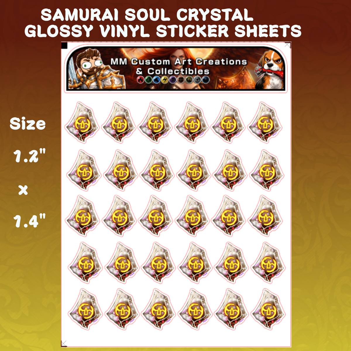 Samurai Soul Crystal from Final Fantasy Glossy Vinyl Sticker SHEETS