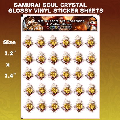 Samurai Soul Crystal from Final Fantasy Glossy Vinyl Sticker SHEETS