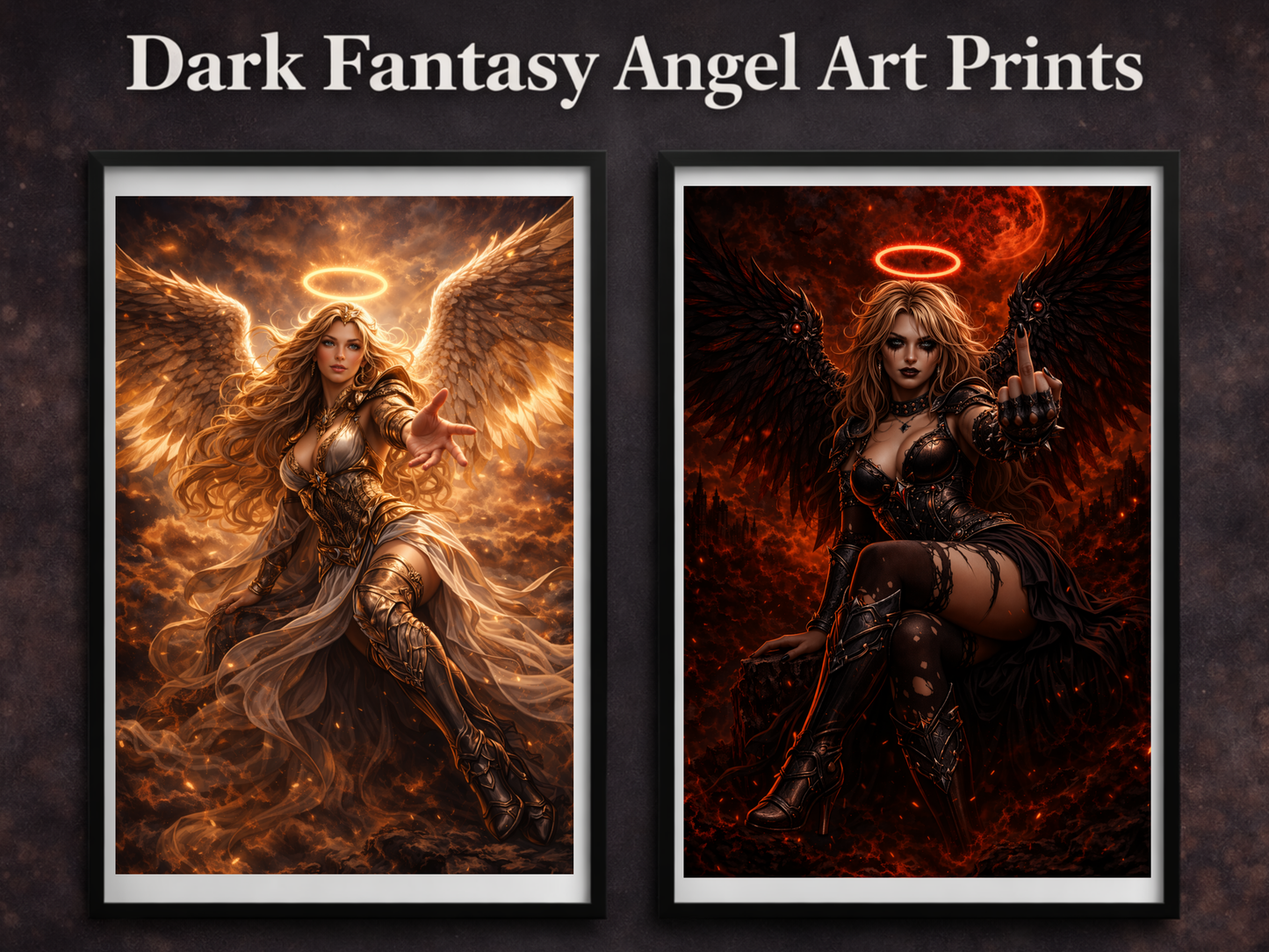 Serra the Benevolent Wall Art – Dark Fantasy Angel Poster Print 13x19 & 8.5x11
