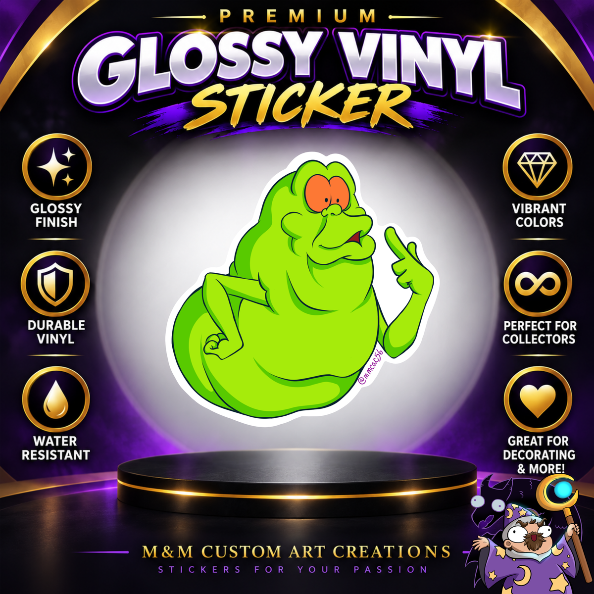Slimer from The Real Ghostbusters Glossy Vinyl Sticker SHEETS