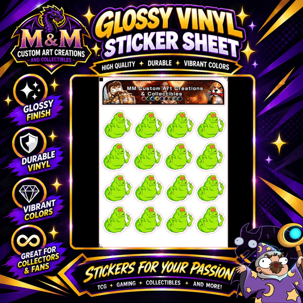 Slimer from The Real Ghostbusters Glossy Vinyl Sticker SHEETS